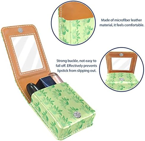 Caixa de batom com espelho verde pavão padrão lip brighsher portátil batom de bato
