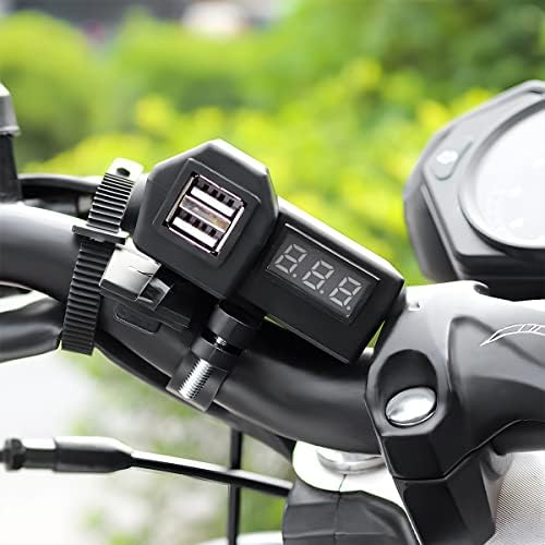 Carregador USB de motocicleta, 5V 3.4A carregador USB duplo com voltímetro e interruptor liga/desliga,