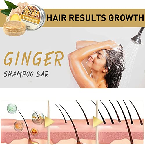 Mumu Crescimento natural do cabelo, barra de shampoo de regenharia de cabelo de gengibre, barra