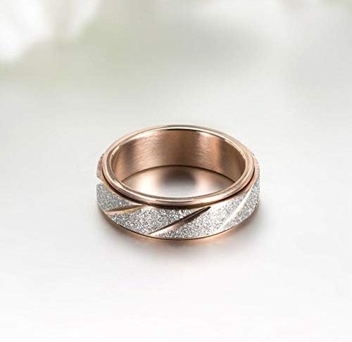 T-Jewelry 6mm de ouro rosa/arco-íris Banda de giratório fosco de titânio anel de aço de aço 5-10