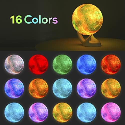 Lâmpada de lava GZOKMOG, lâmpada de impressão 3D Lâmpada de galáxia 16 Colors Luno para quarto, controle remoto/toque