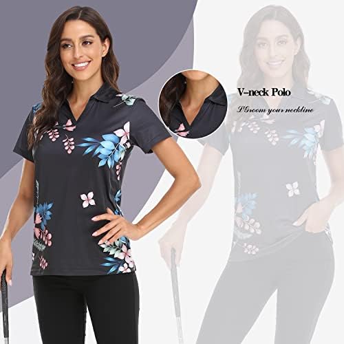Little Beauty Women's Golf Polo T camisetas de manga curta de colarinho de umidade leve de umidade
