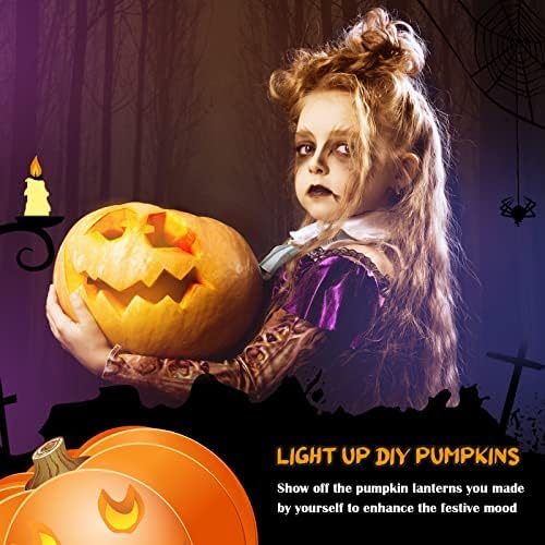 Luzes de abóbora de Halloween de 12 pacote com 3 controles remotos, operação de bateria, luzes LED de Halloween