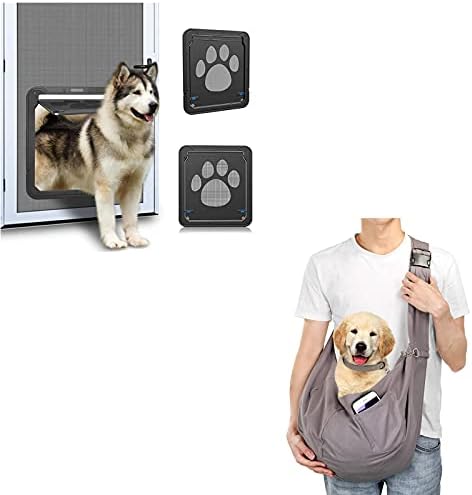 Ownpets Pets Bloqueable Dog Screen Door e Pet Sling Transportador