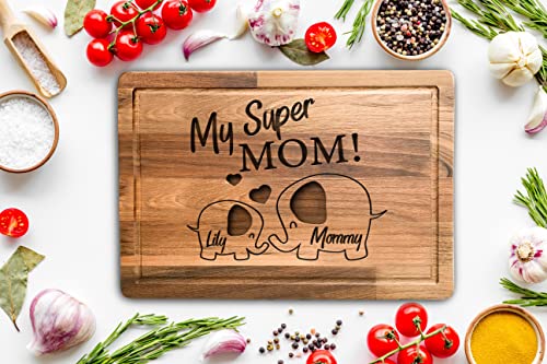 Placas de corte personalizadas de noz, Super Mom Mã