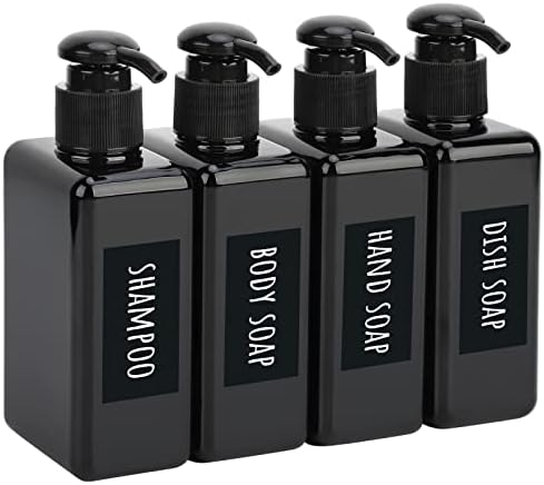 Dispensador de loção quadrado de 4pcs segbeauty, 6,8 onças de shampoo em garrafas de bomba de shampoo pequenas