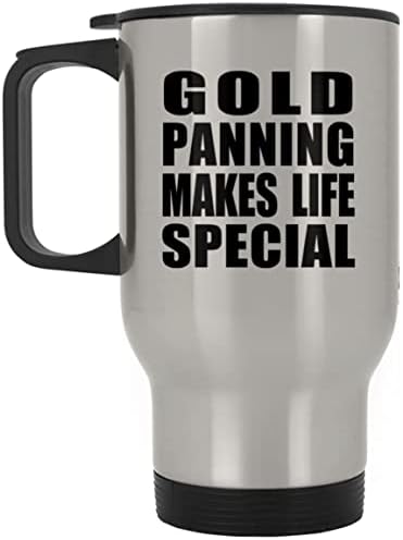 Designsify Gold Panning torna a vida especial, caneca de viagens de prata 14 oz de aço inoxidável, copo isolado,