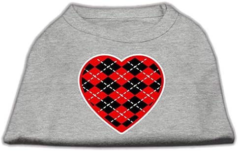 Mirage Pet Products Argyle Heart Red Tela Print Camisa branca M