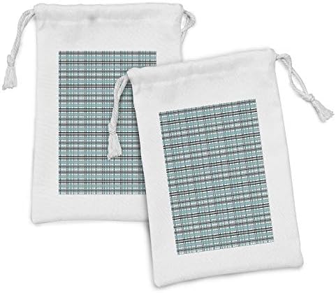 Conjunto de bolsas de tecido de listras de Ambesonne de 2, composição quadriculada inspirada em padrão