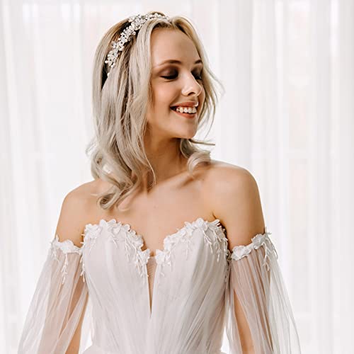 Aw Crystal Bridal Brinceada Cabeça Cabeça de Cabeças de Casamento para Bride Tiara Cabeça Acessórios