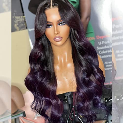 Darct Purple Color Body Wave Style Transparent HD Lace Front Wigs para mulheres negras peruca