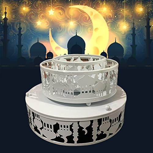 2 PCs redondo bandeja de porção decorativa Eid Mubarak Plato Ramadã decoração de decoração de frutas de