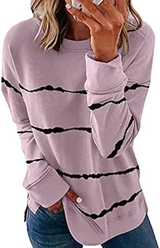 Camisa de manga longa feminina tops moda moda de gola de gola de gola de tripulante macia casual solo de pullover
