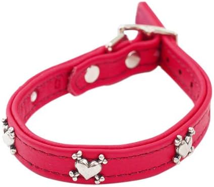 Rockin 'Doggie Dog Collar, couro, vermelho, coração, osso, importação direta no exterior, comprimento:
