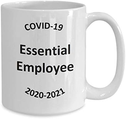 Covid -19 Caneca de café -Covid -19 Funcionário essencial 2020-2021 -Presente para colega de trabalho