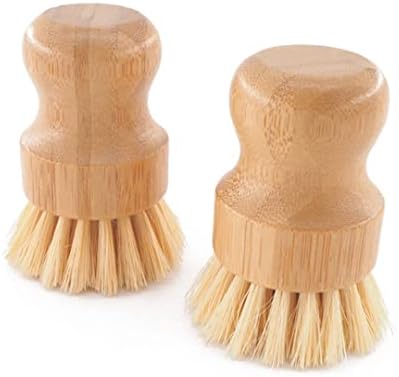 Conjunto Husmait de 2 escovas de palmeira - Design de madeira superior e cerdas fortes - limpa e esfrega