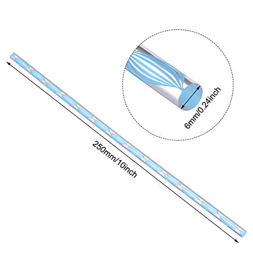 haste redonda de acrílico uxcell, 1/4 de diâmetro de 10 polegadas de comprimento, linha azul claro em espiral, barra de barra de plástico sólida PMMA Stick 4pcs