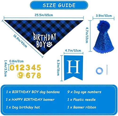 Pet Dog Birthday Party Supplies - Boy Dog Birthday Bandana com chapéu de festa de aniversário de cachorro,