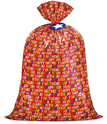 Saco de presente de plástico de aniversário de 56 de aniversário de 56 - balão colorido com design