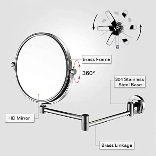 Espelho de vaidade espelho de montagem de parede dupla de 8 polegadas com ampliação de 10x, 360 ° de 360