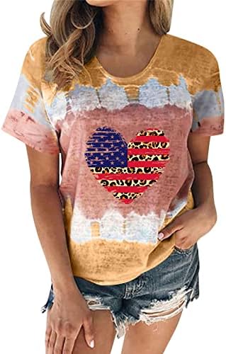 4 de julho camisetas camisetas para mulheres de manga curta V camiseta pesco