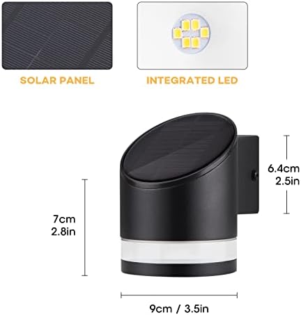 TJCOLUX LED Luz solar Luz de alumínio externo de alumínio ao ar livre Sconce de parede sem fio IP44 Lanterna