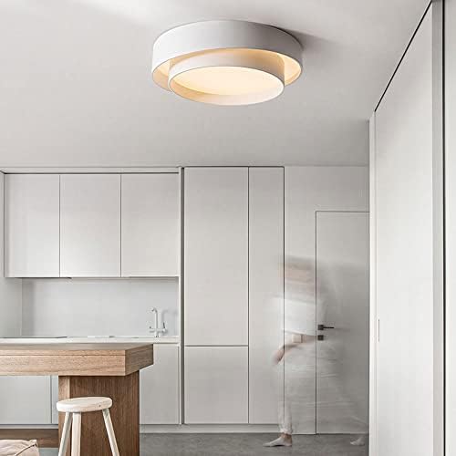 KXKLGWHN Luz de teto de círculo duplo criativo, lâmpada de teto de luz branca de montagem LED, fácil de instalar,