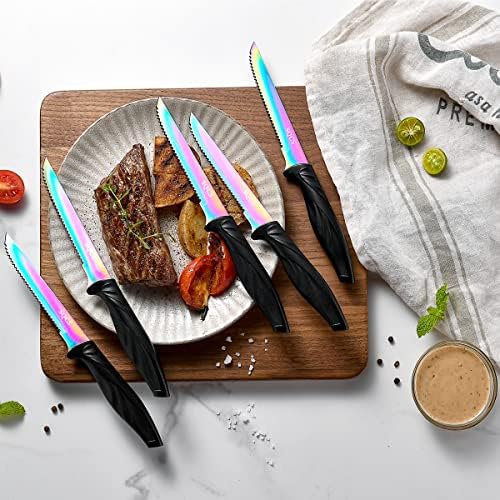 Faca arco -íris Conjunto de 17 PCs Facas de cozinha conjuntos de faca de aço inoxidável afiado contêm 6 facas de