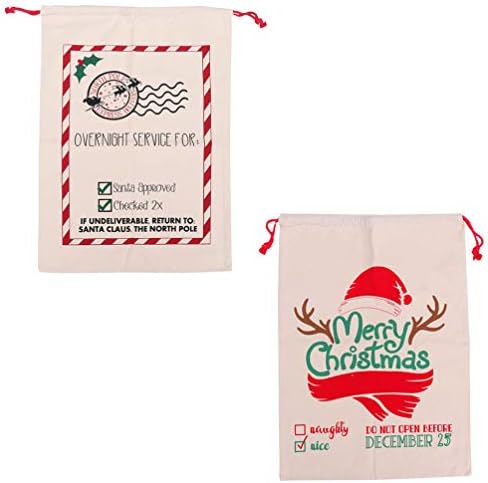 VICASKY 2PCS Christmas Canvas de armazenamento bolsa com sacos de pano de pano de pano de pano para decoração