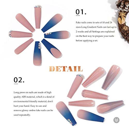 Acedre French Tip Press On Unhas Long Coffin Unhas Falsas Rhinestones Designs Fasle Nails Matte Pink