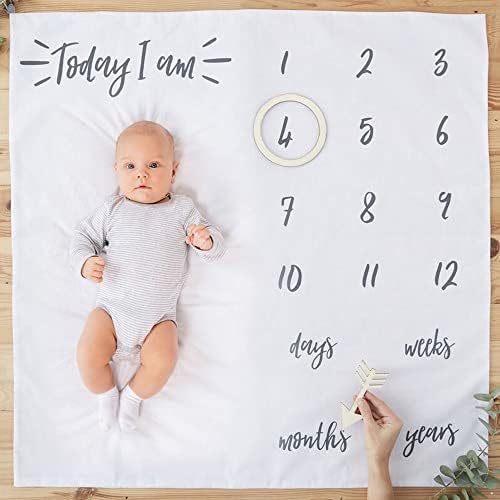 Ginger Ray White Fabric Baby Milestone Blanket Mettake 1 Pack, pacote de 1