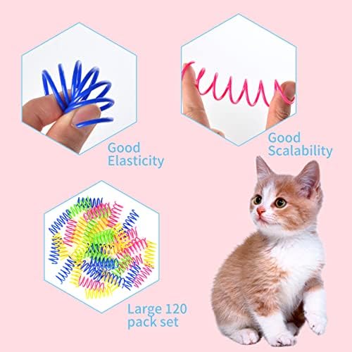 120 Pack Spiral Spring, Toys Cat Spring para gatos internos, bobinas de plástico duráveis ​​coloridas Kitten