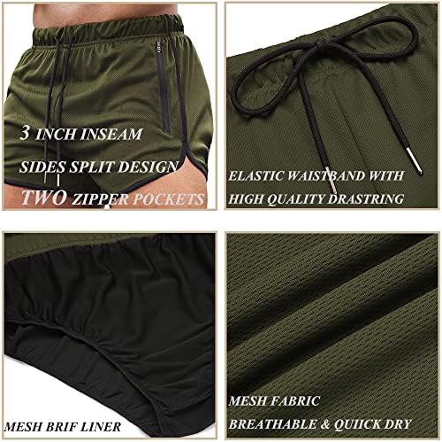 Coofandy Men's 2 Pack Workout Shorts de 3 polegadas de ginástica atlética com bolsos com zíper