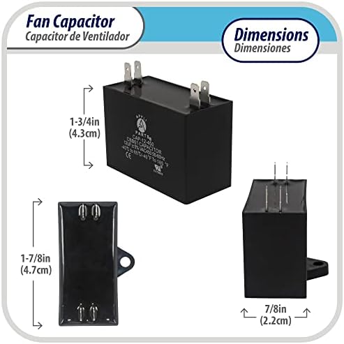 Appli Parts Fan Capacitor 6 MFD UF 450 Vac 4 Conexões terminais compatíveis com qualquer marca dentro da