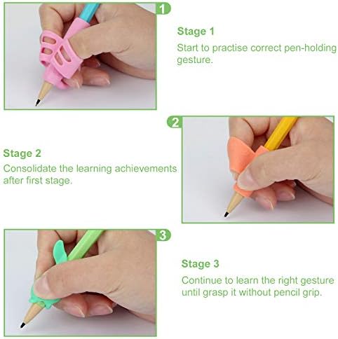 12 PCS Apertos a lápis para crianças letra para pré -escola, Silicone lápis Pen Writing Aid Aid Grip