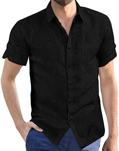 Camisas de manga curta masculinas verão masculino camisa sólida casual manga curta capa de colar