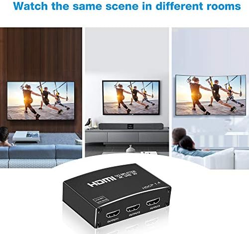 NewCare 4K HDMI Splitter 1 em 3 out 【com cabo HDMI de 3,9 pés】, 1 × 3 hdmi suporta 4kx2k, 1080p, 3d, hdr, dts/Doby-Truehd