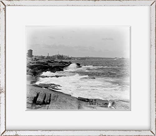 Fotografias infinitas Foto: Narragansett Pier, Waterfronts, edifícios, pedras, ondas, Rhode Island, RI, C1899