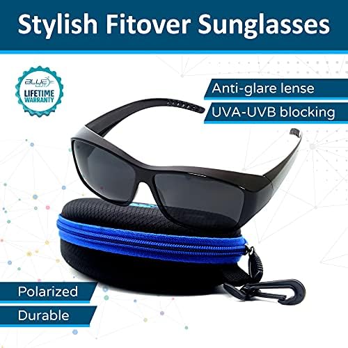 Corte azul ajuste sobre óculos de sol polarizados Óculos de sol escudos solares para usar óculos