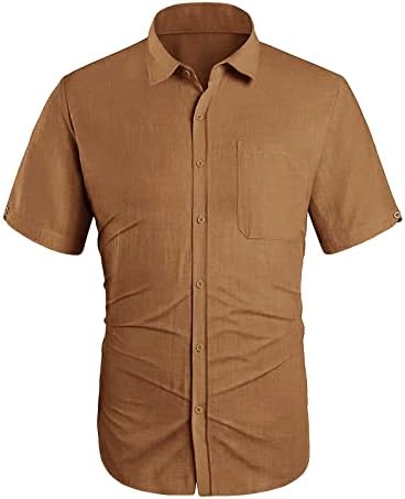 Camisas de praia de manga curta masculinas Button de verão, camisa de férias tropical simples com bolso