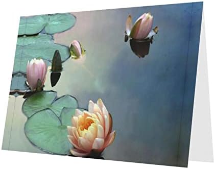 Zimbro Lotus Flower Painting Cards, cartões de aniversário, cartões de dia dos namorados, cartões
