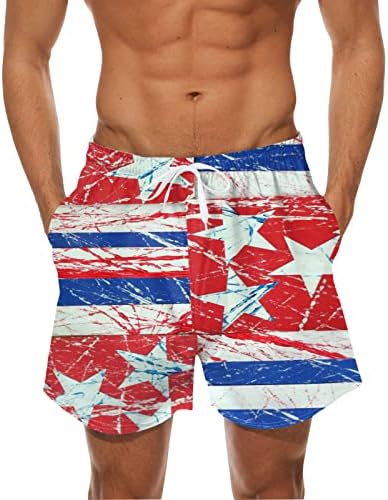 Basics Board Shorts Moda Moda Casual Verão Independência Dia 3D Impressão Mesh respirável Homens de natação Trunks