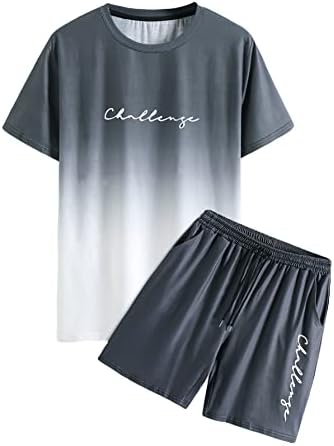 WDIRARARA Men's 2 peças roupas letra de letra de letra de cor e shorts de cordão