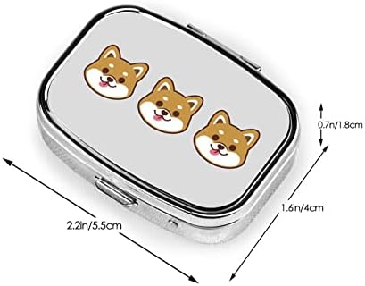 Shiba Inu Faces Square Mini Box Caixa Medicina Organizador de Metal Travel Caso portátil amigável