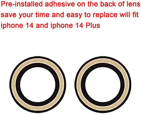 Perzework OEM traseiro da câmera traseira Substituição de vidro para iPhone 14 e iPhone 14 Plus com adesivo pré-instalado