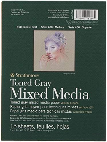 Strathmore tonificado mídia mista tonificada cinza 6 x8 -15 folhas -62462306