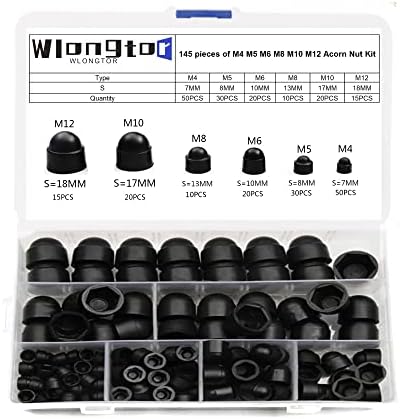 Wlongtor 145 peças M4 / m5 / m6 / m8 / m12 kits de porca de bolota adequados para o trabalho