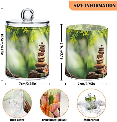 Innwgogo Stone Flower 2 Pack Cotton Swab Ball Solder Dispensador Organizador Plástico Clear frascos com