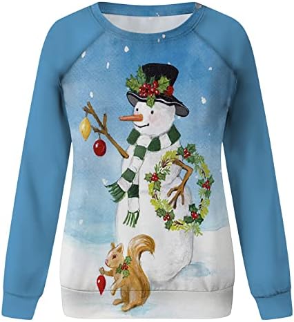 Roupas xiaojmake para mulheres de natal boneco de neve de natal Sorto de camiseta de moletom casual