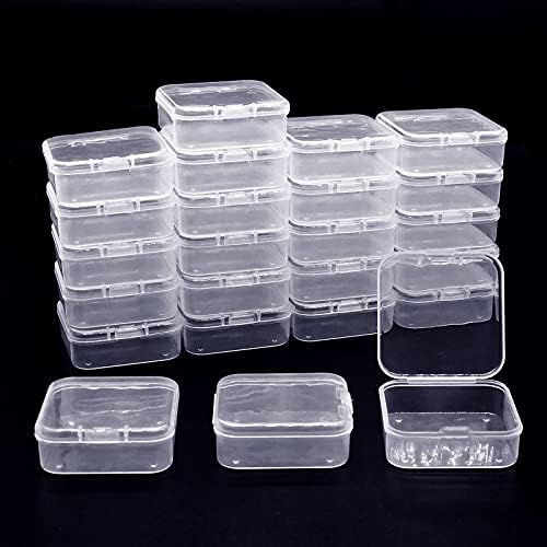Jyongmer 36 peças Mini recipientes de armazenamento de plástico transparente Caixa com tampas
